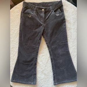 Gymboree girls grey corduroy pants with embroidered bows on front pockets